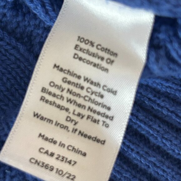 Talbots Blue Cable Knit Floral Embroidered Button Front Cardigan Size XS Relaxed - Picture 3 of 14